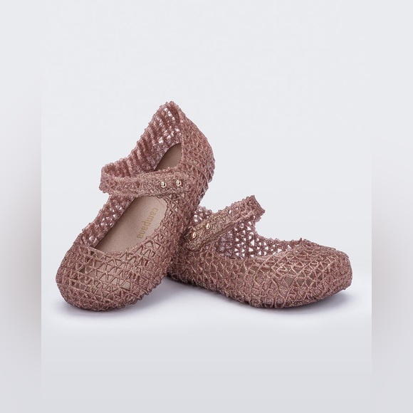MINI MELISSA Campana Papel Girls Shoes in Glitter Rose, Size 10 - Picture 1 of 10